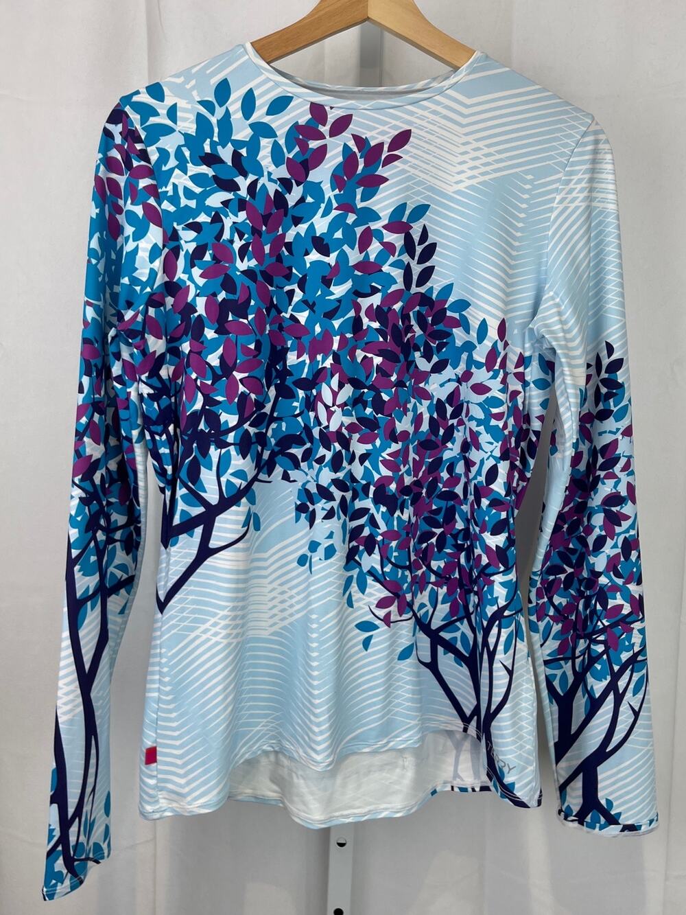 TERRY Soleil Flow Long Sleeve Pullover Cycling Jersey Top Striped Floral Blue L